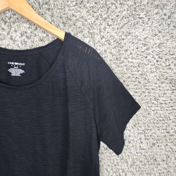 Lane Bryant Top Womens Plus 14/16 Black Slub Knit Scoop Neck Short Sleeve Casual - Picture 2 of 7